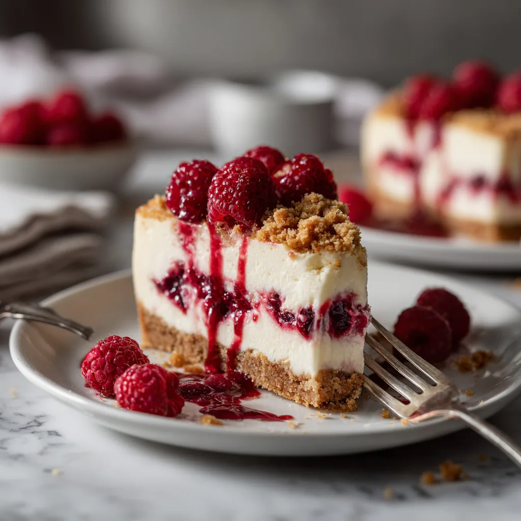 Menumaison raspberry cheesecake serving