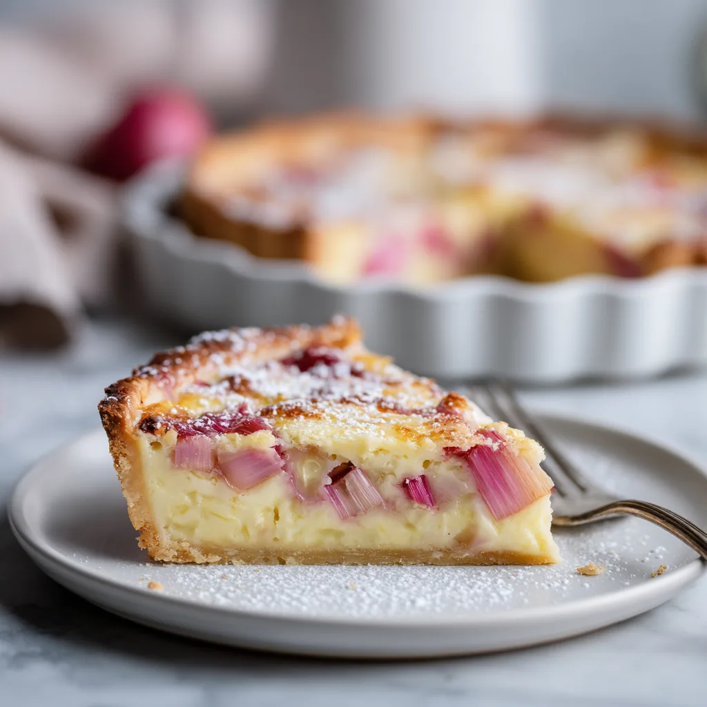 Menumaison rhubarb custard tart serving