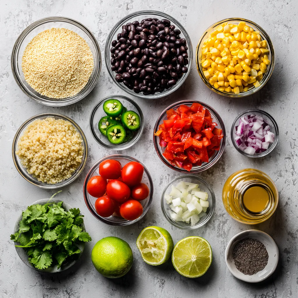 Salade de Quinoa Sud-Ouest – Recette Saine et Complète 7 Menumaison southwest quinoa salad ingredients