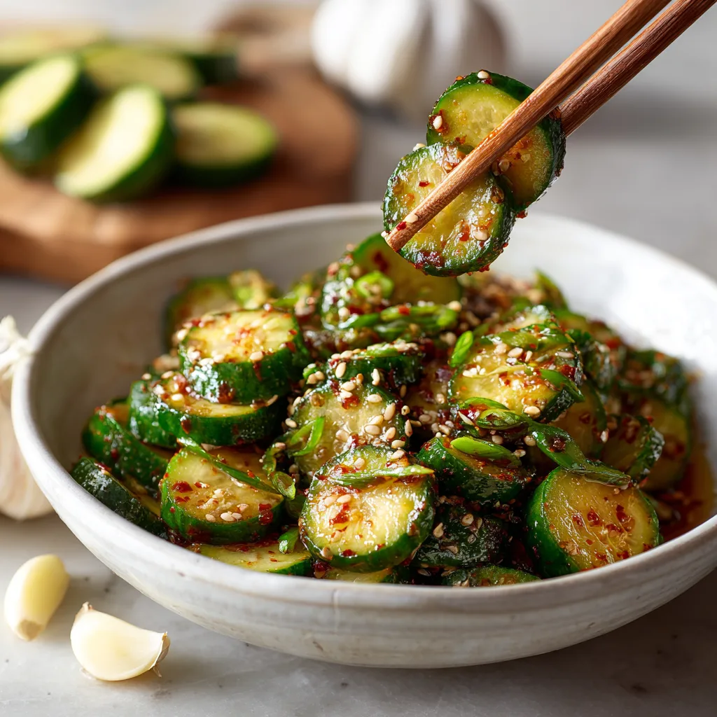 Menumaison spicy cucumber salad serving