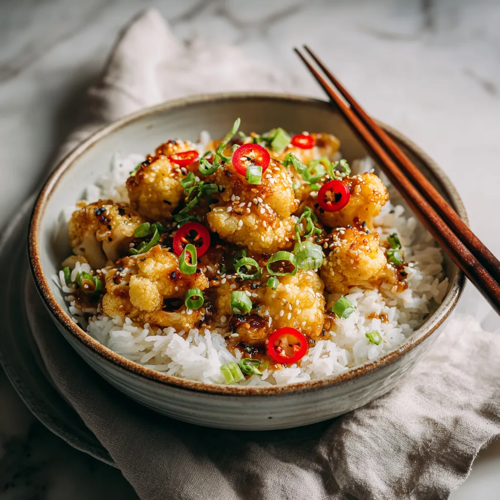 Menumaison sticky sesame cauliflower serving
