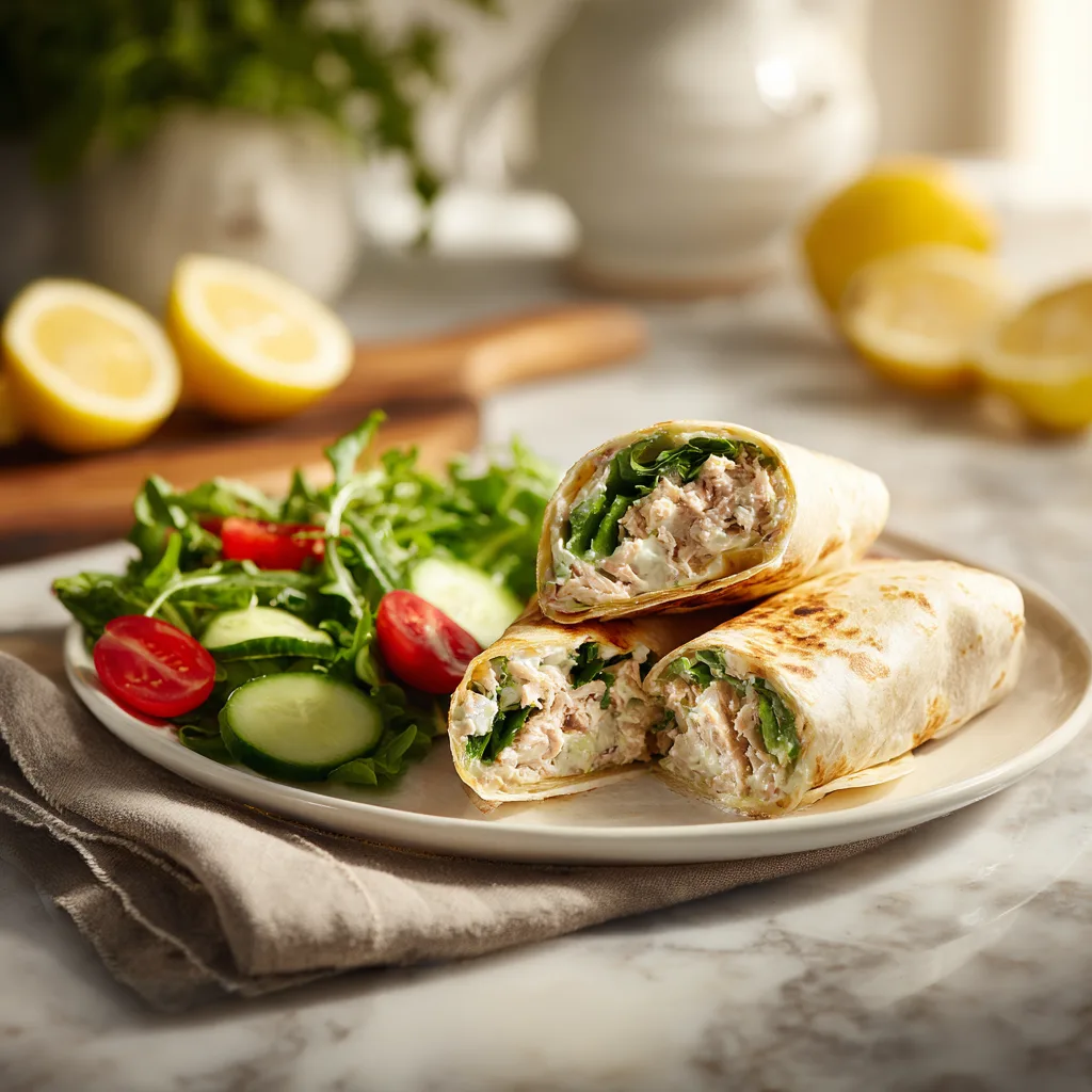 Menumaison tuna melt wrap serving