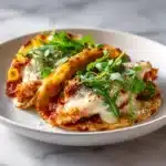 Chicken Parm Smashed Tacos - La Recette Ultime et Croustillante 9 Tacos écrasés au poulet parmesan : tacos croustillants au fromage, à l’italienne