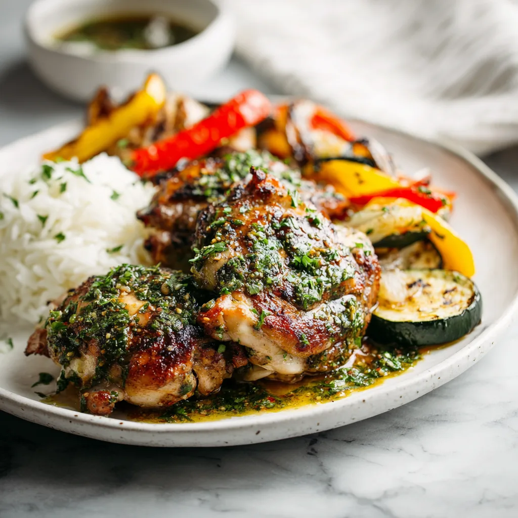 Chimichurri Chicken Thighs à la Mode Argentina 11 Menumaison chimichurri chicken thighs serving