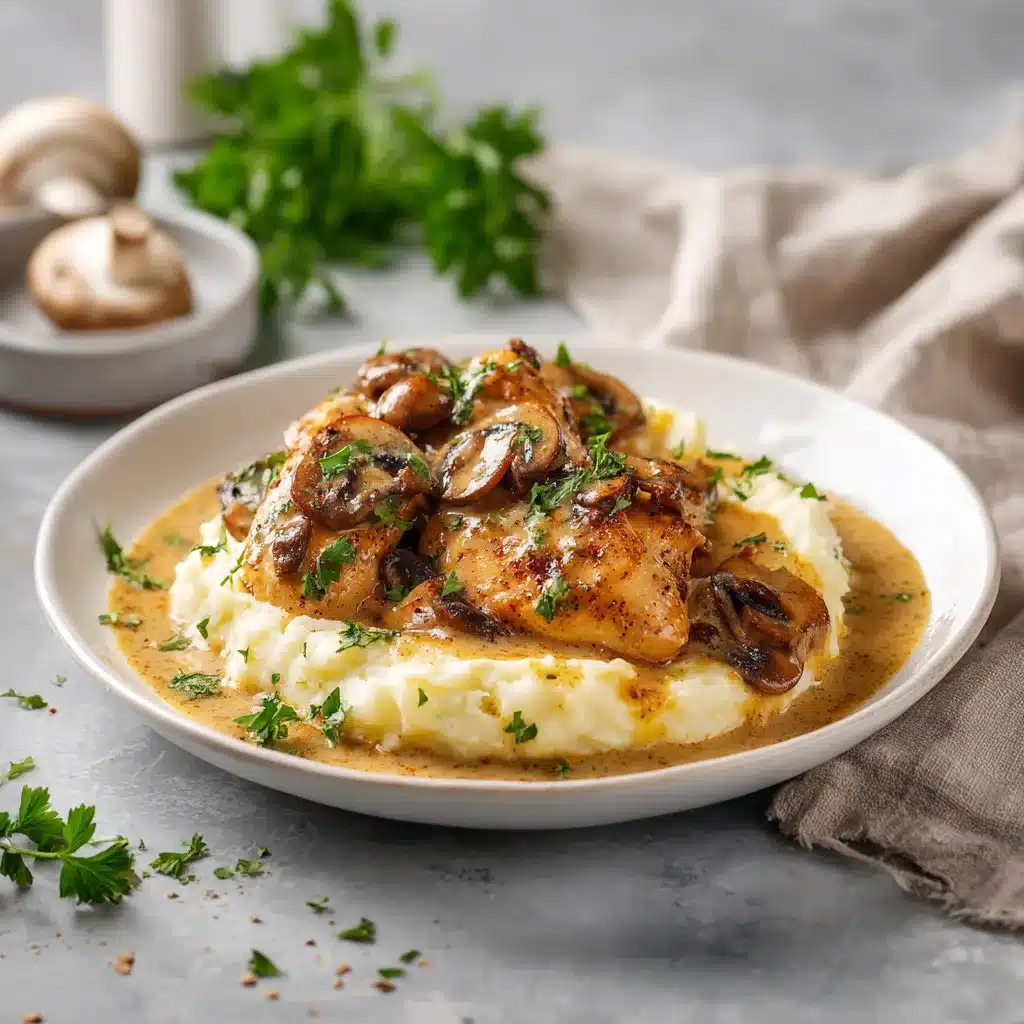 Menumaison creamy mushroom chicken serving