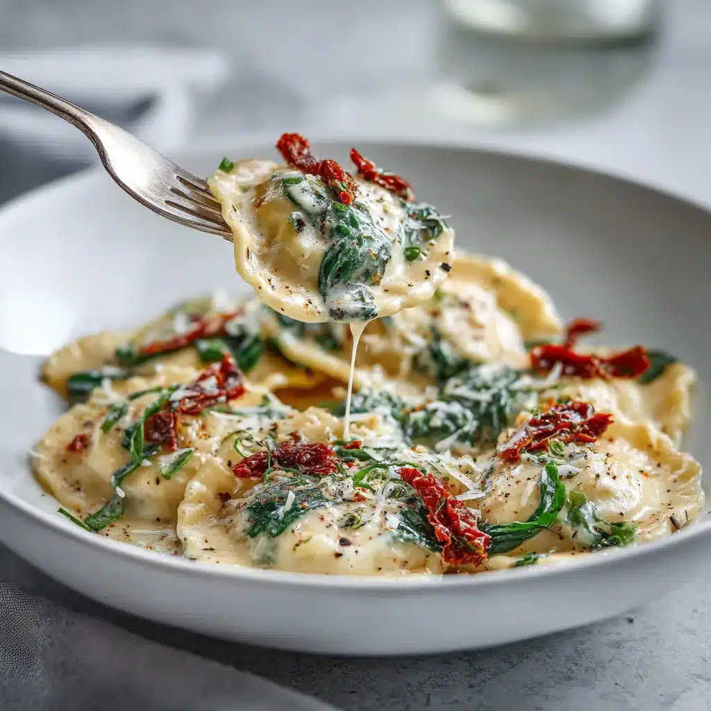 Menumaison creamy tuscan ravioli serving