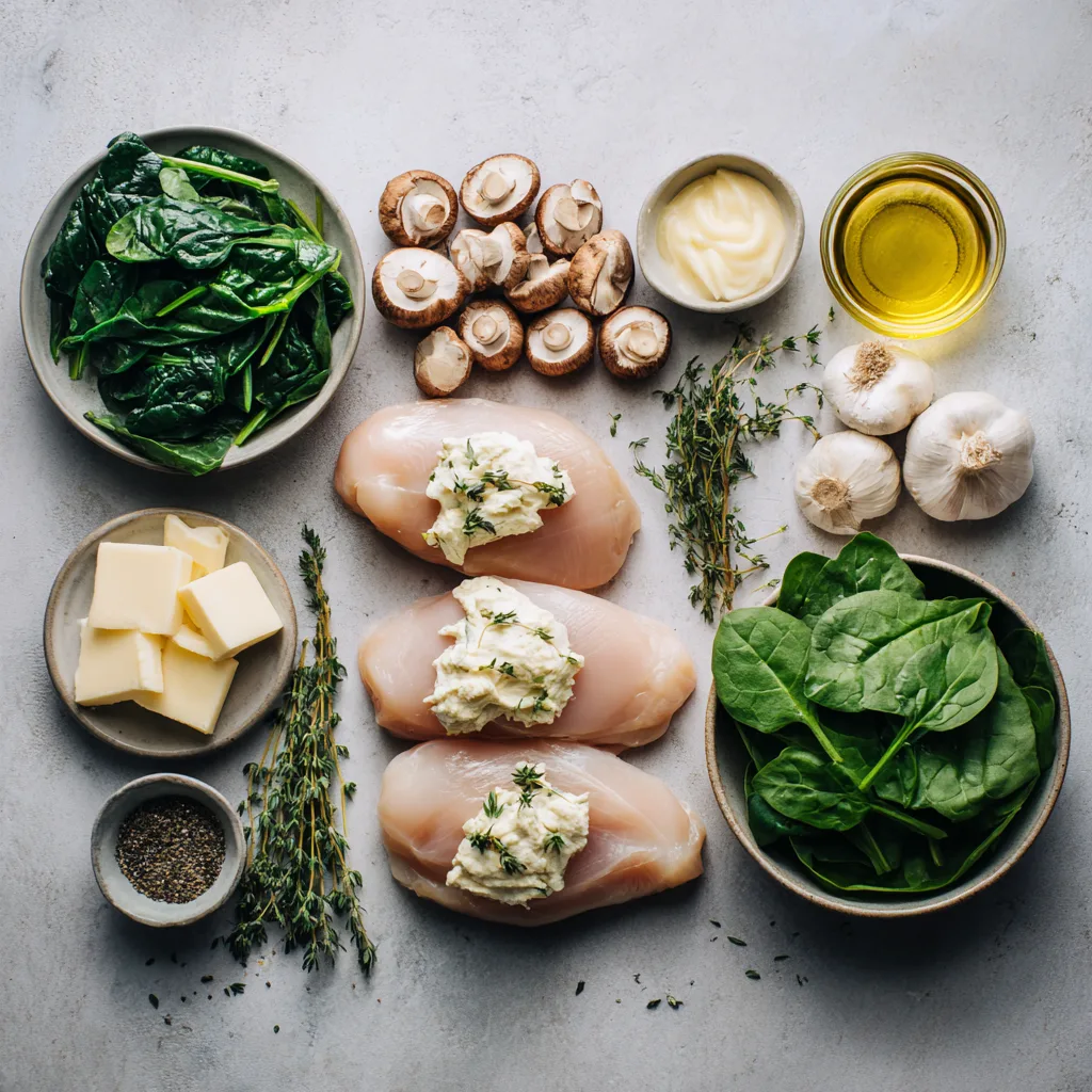 Menumaison mushroom stuffed chicken ingredients