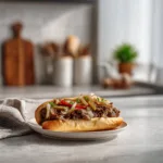 Sandwich Philly cheesesteak avec provolone fondu et oignons