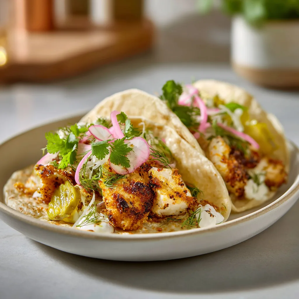 Dill Pickle Ranch Smash Chicken Tacos with Crispy Cheese Delight