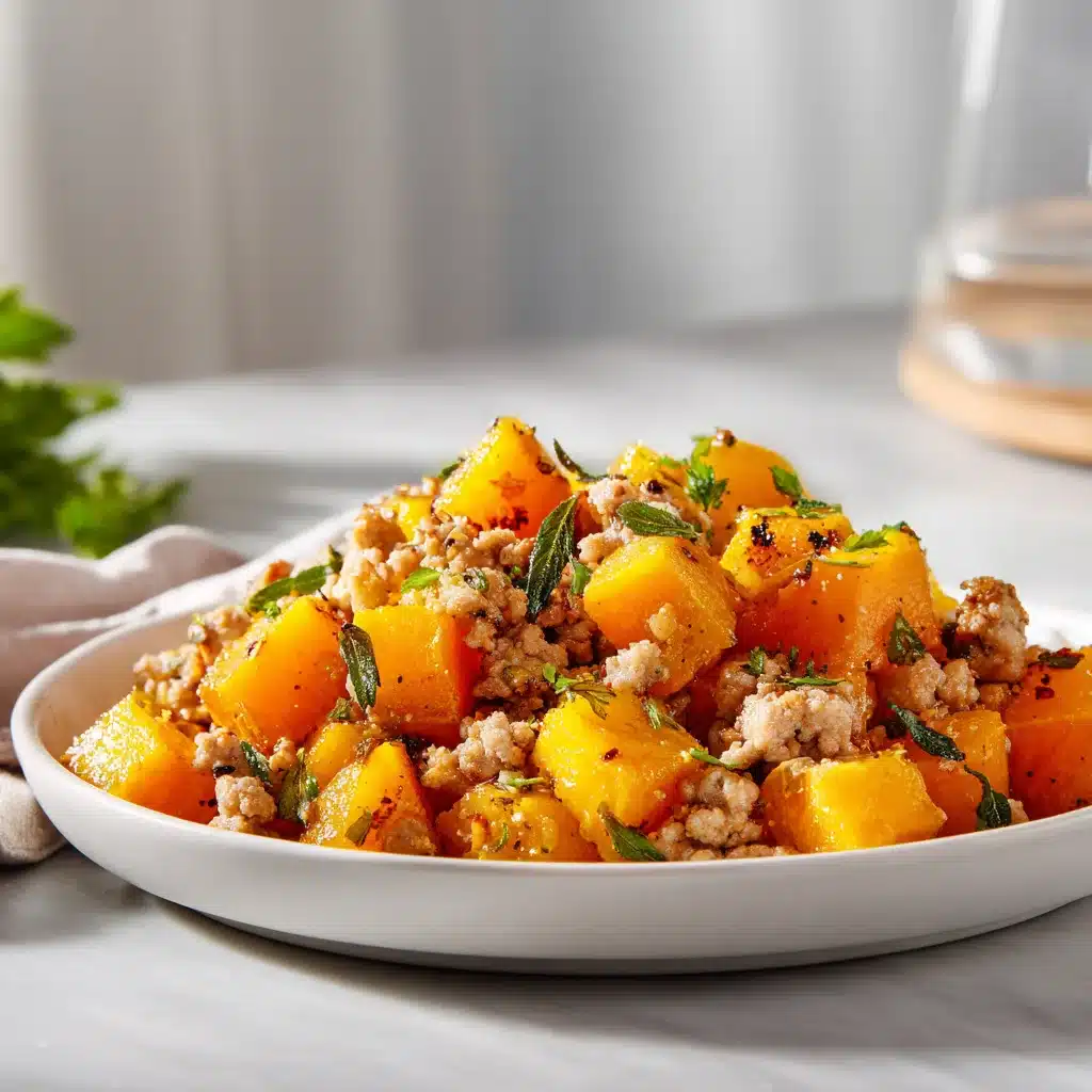 Butternut grillée saine et dinde hachée