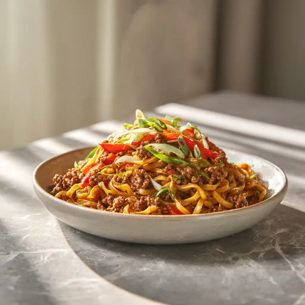 Mongolian Ground Beef Noodles Recipe : Plat Express en 20 Minutes