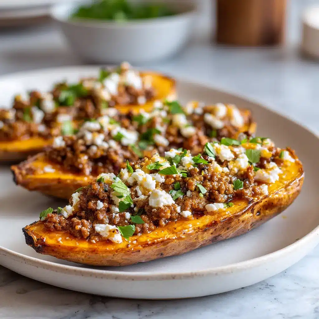 Bateaux de patates douces au bœuf haché au miel pimenté