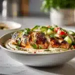 Poulet grillé citron piment avec salade de concombre