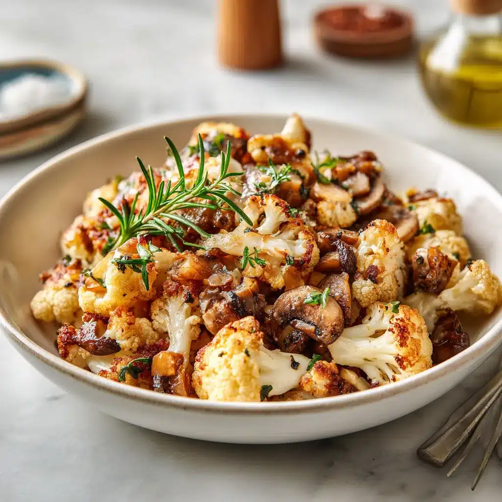 Poêlée ail chou-fleur et champignons savoureuse