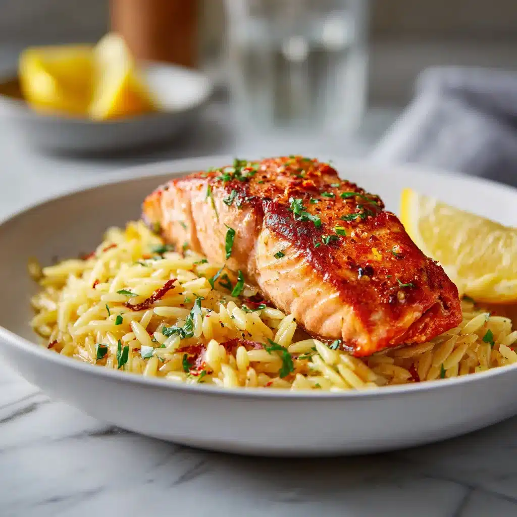 One Skillet Salmon with Lemon Orzo : Délicieux et Rapide